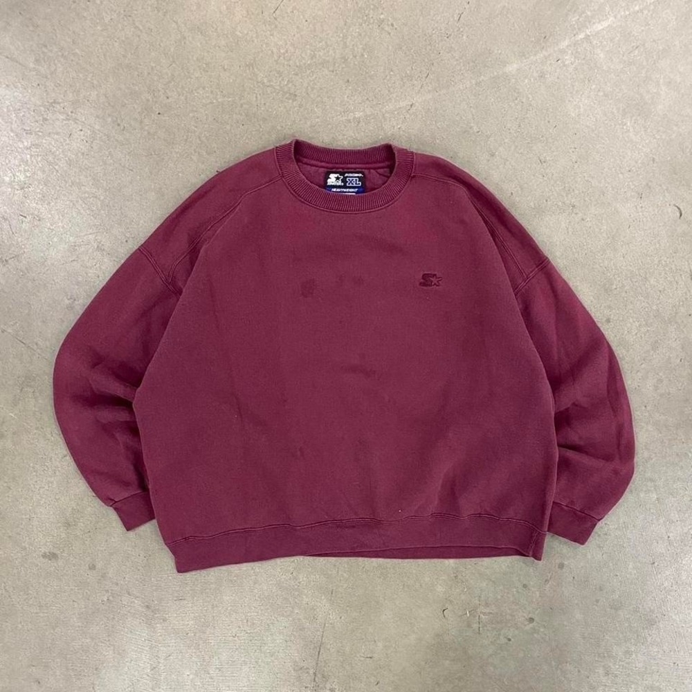 Vintage 90s Starter Heavyweight Burgundy Blank Crewneck Size XL